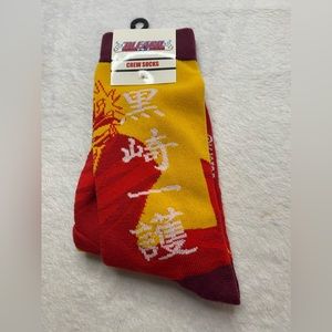 Bleach Kurosaki Ichigo Vizard Mask Crew Socks Red Yellow One Size Fits Most.